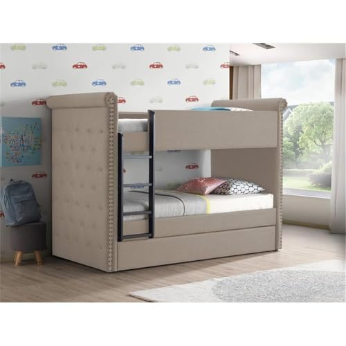 Acme Romana Ii Twin/Twin Bunk Bed & Trundle In Beige Fabric