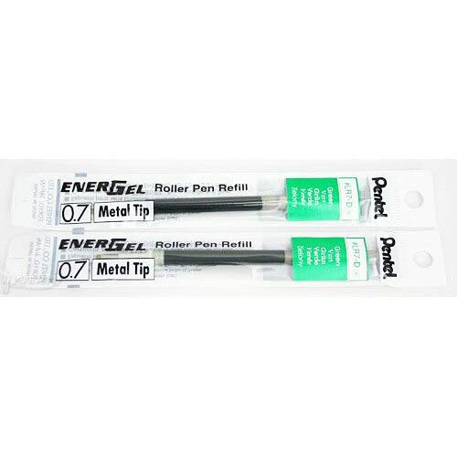 2 Pk Pentel Lr7-D Energel Refills, 0.7 Mm Medium, Green