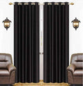 AviTrendz Long Crush Plain Eyelet Polyester Curtains for Door and Window. Quantity 2 Piece, ColourBlack, Size 6ft.