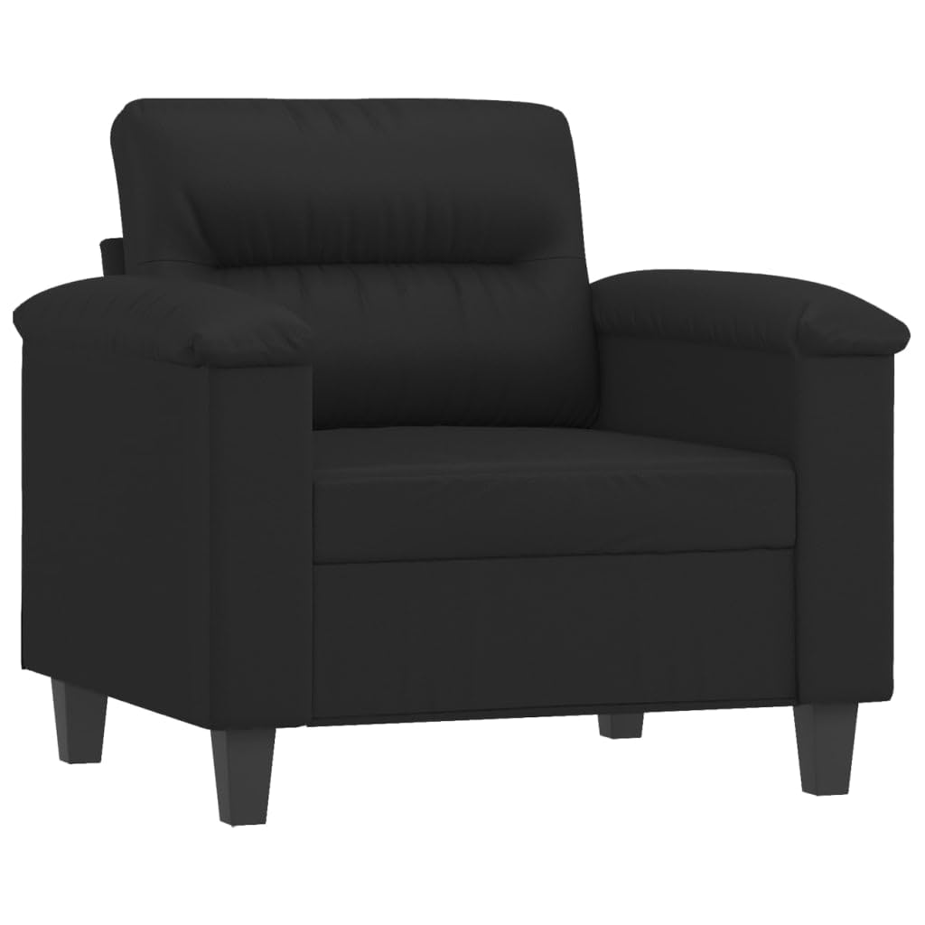 vidaXL Black Sofa Chair with Footstool – Faux Leather Upholstered - Featuring Comfort Seating and Versatile Design – Ideal for Living Room, Lounge Area and Office Space