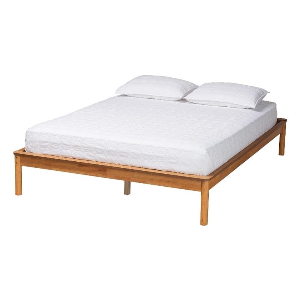 Baxton Studio Efren Mid-Century Modern Honey Oak Finished Wood Queen Size Bed Frame