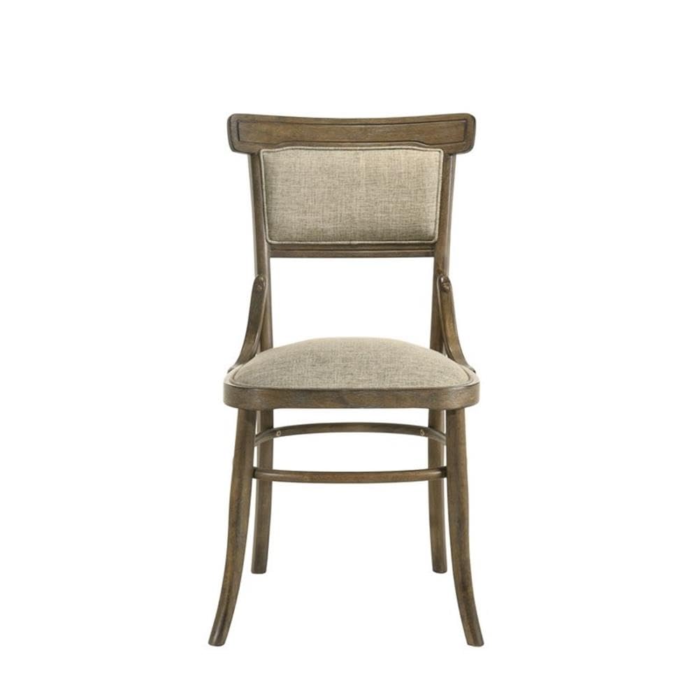 Lilola Home Bistro Set of 2 Vintage Walnut 19" Wide Contemporary Fabric Dining Chair with Cushion