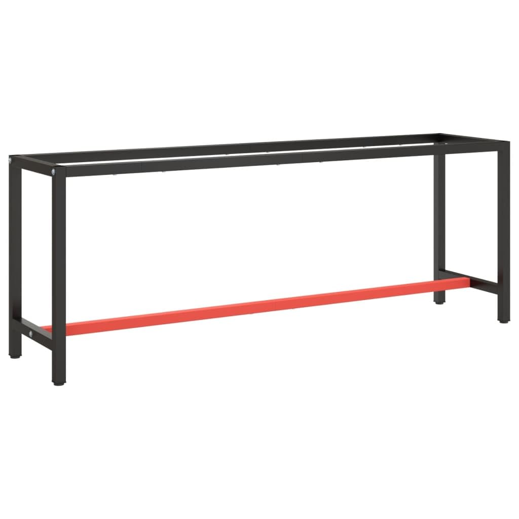 vidaXL Work Bench Frame Matte Black and Matte Red 82.7&quot;x19.7&quot;x31.1&quot; Metal