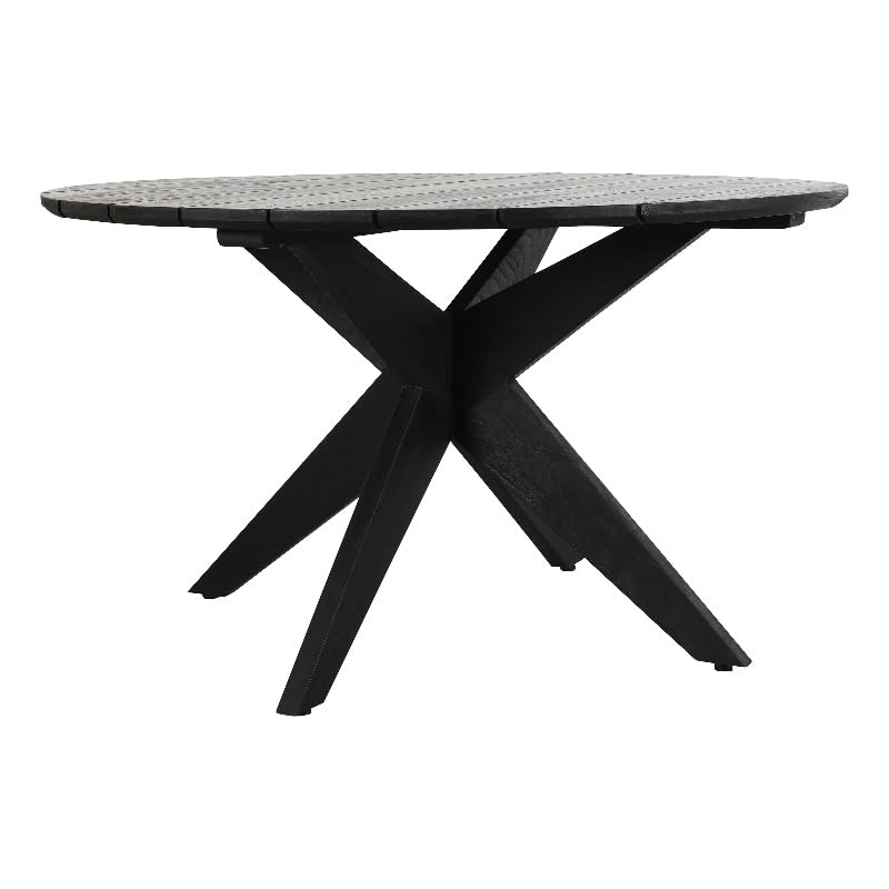 Kosas Home Alameda Round Wood Outdoor Dining Table in Matte Black