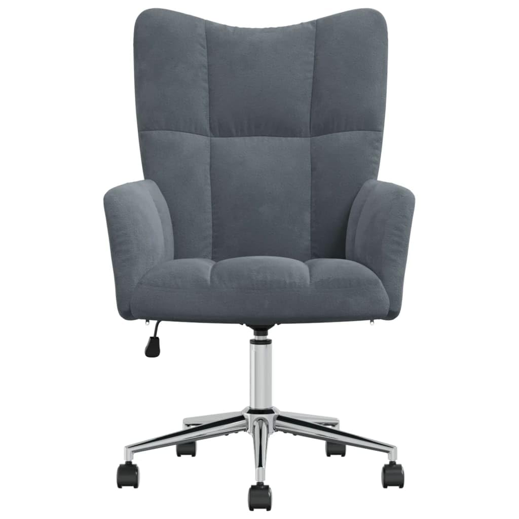 vidaXL Relaxing Chair in Dark Gray Velvet with Adjustable Height - Modern Design Swivel Chair for Home Office Use