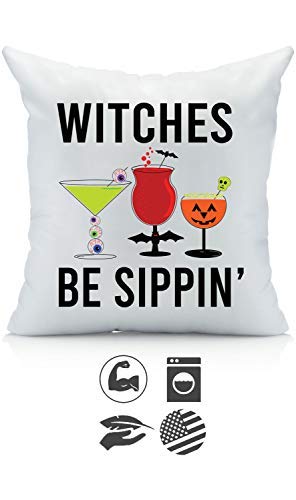 Oh, Susannah Witches Be Sippin' Halloween Throw Pillow Case Cover Bold Fits 18X18 Insert Packaged In Gift Box Ideal For Hallowee