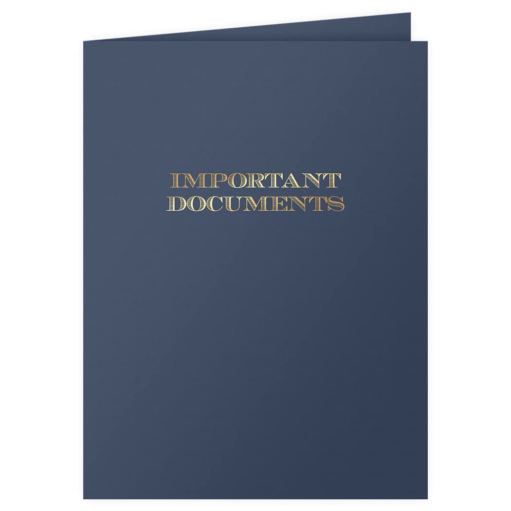 The Gallery Collection, 25 Count, Blue, Important Documents Pocket Folders, Golf Foil Stamped, For Professional Use (9 X 12)