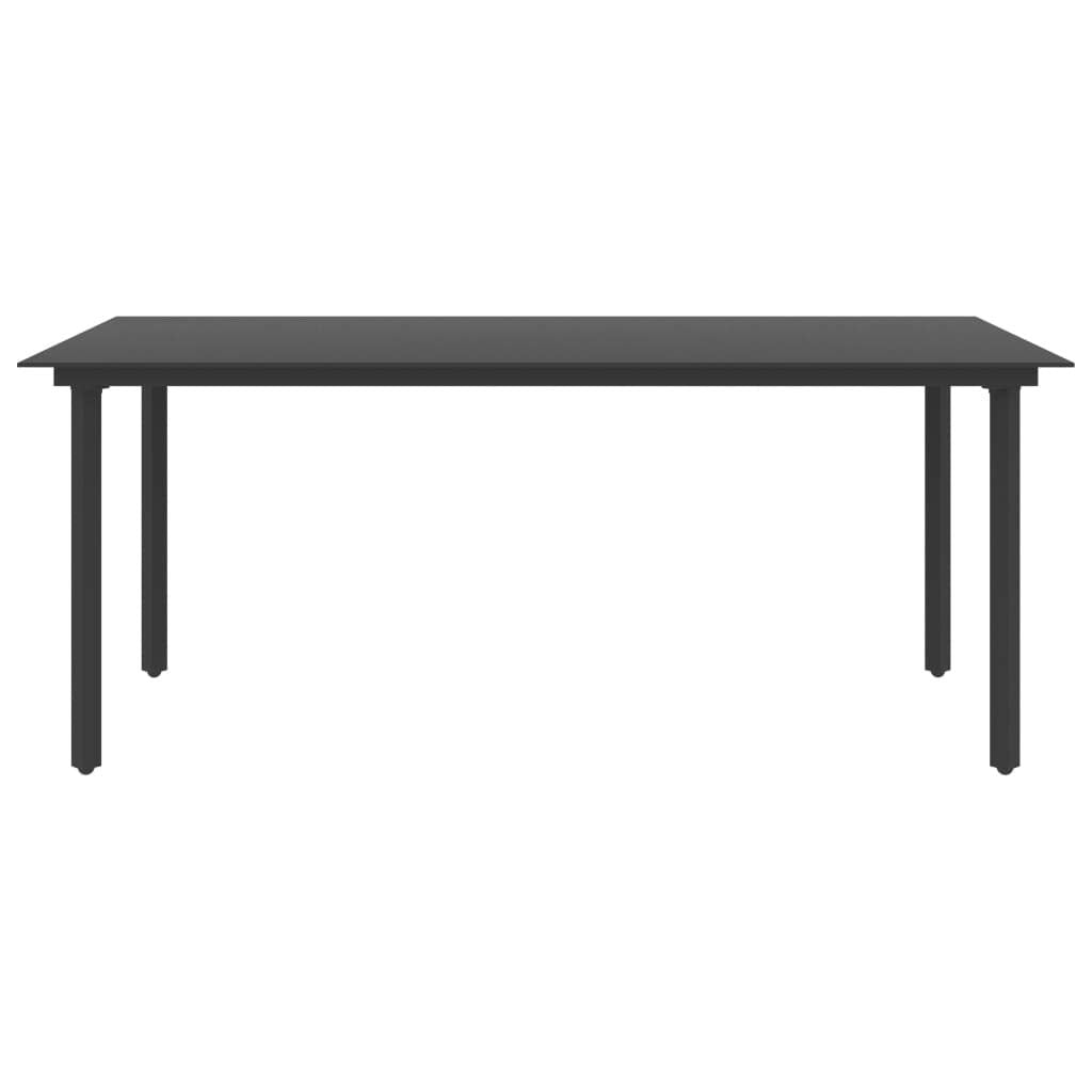 Patio Dining Table Black 74.8&quot;x35.4&quot;x29.1&quot; Steel and Glass