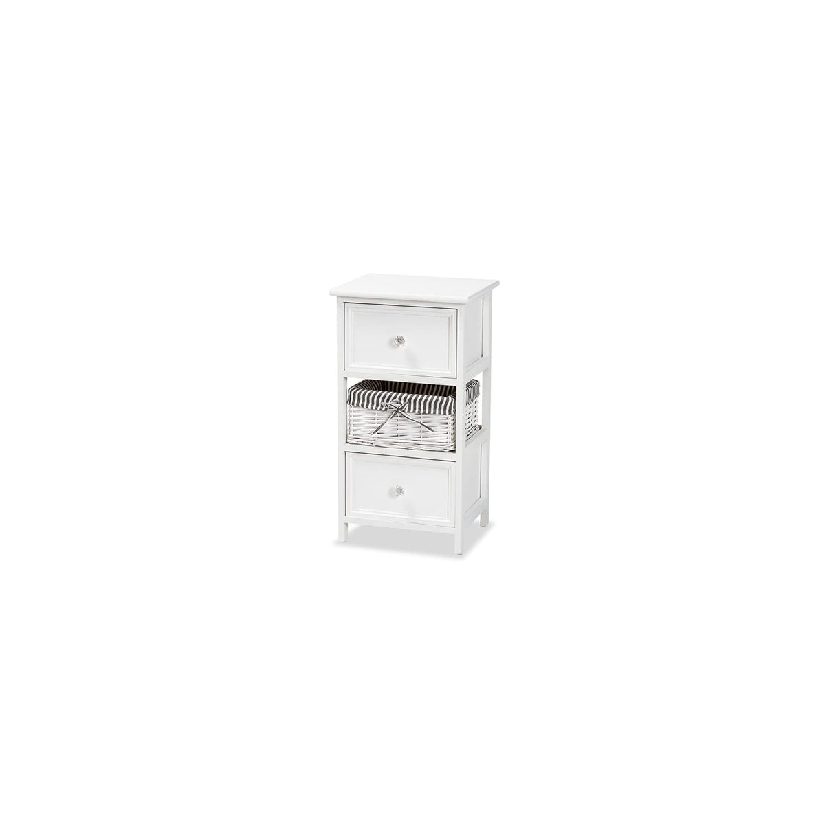 Baxton Studio Hayden White Finished Wood 2-Drawer Storage Unit with Basket