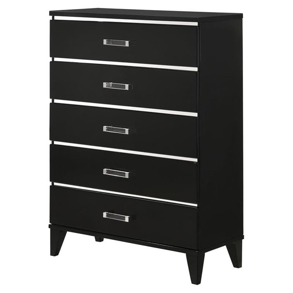 Acme Chelsie Wooden Rectangular Chest with 5 Storage Drawers in Black