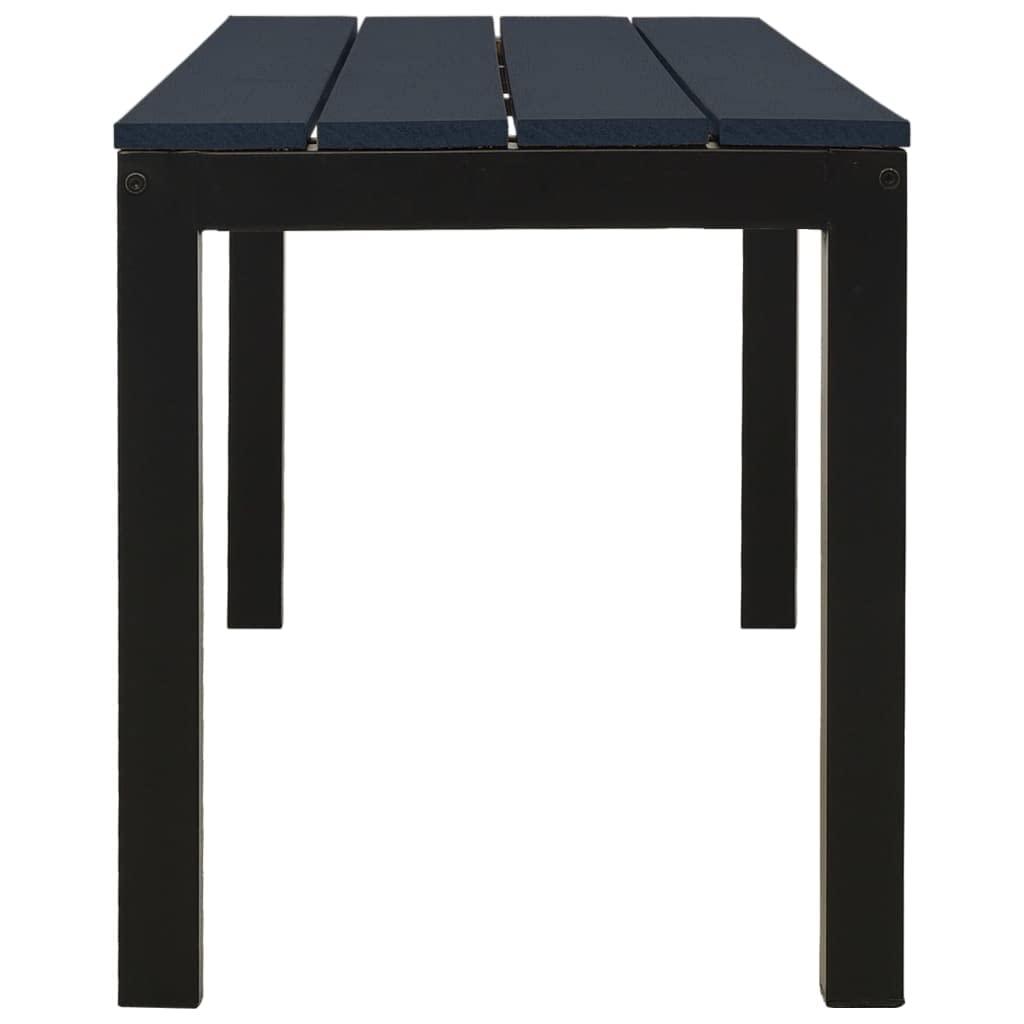vidaXL Black Patio Bench 43.3" - Outdoor Weather-Resistant Seating Made of Durable Steel and WPC, Requires Assembly, California Proposition 65 Warning