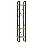 vidaXL 5-Tier Book Cabinet - Sonoma Oak Engineered Wood Bookshelf with Metal Frame - Modern Industrial Design - Ample Storage Space - Dimensions 15.7"x11.8"x68.9"