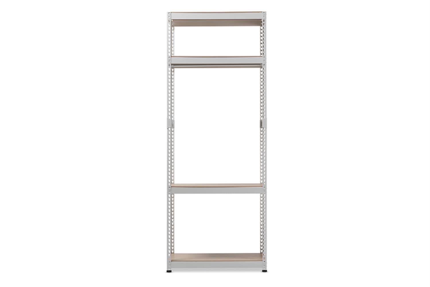 Baxton Studio Gavin White Metal 4-Shelf Closet Storage Racking Organizer