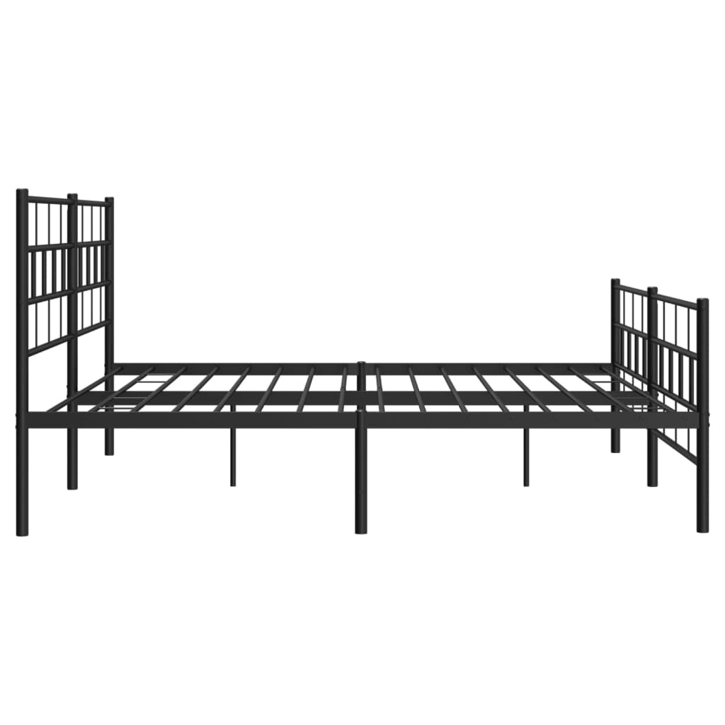 vidaXL Black Metal California King Bed Frame with Headboard & Footboard, Heavy-Duty Slats Support with Under-Bed Storage for Modern Bedroom, No Box Spring Needed & Easy Assembly, No Mattress