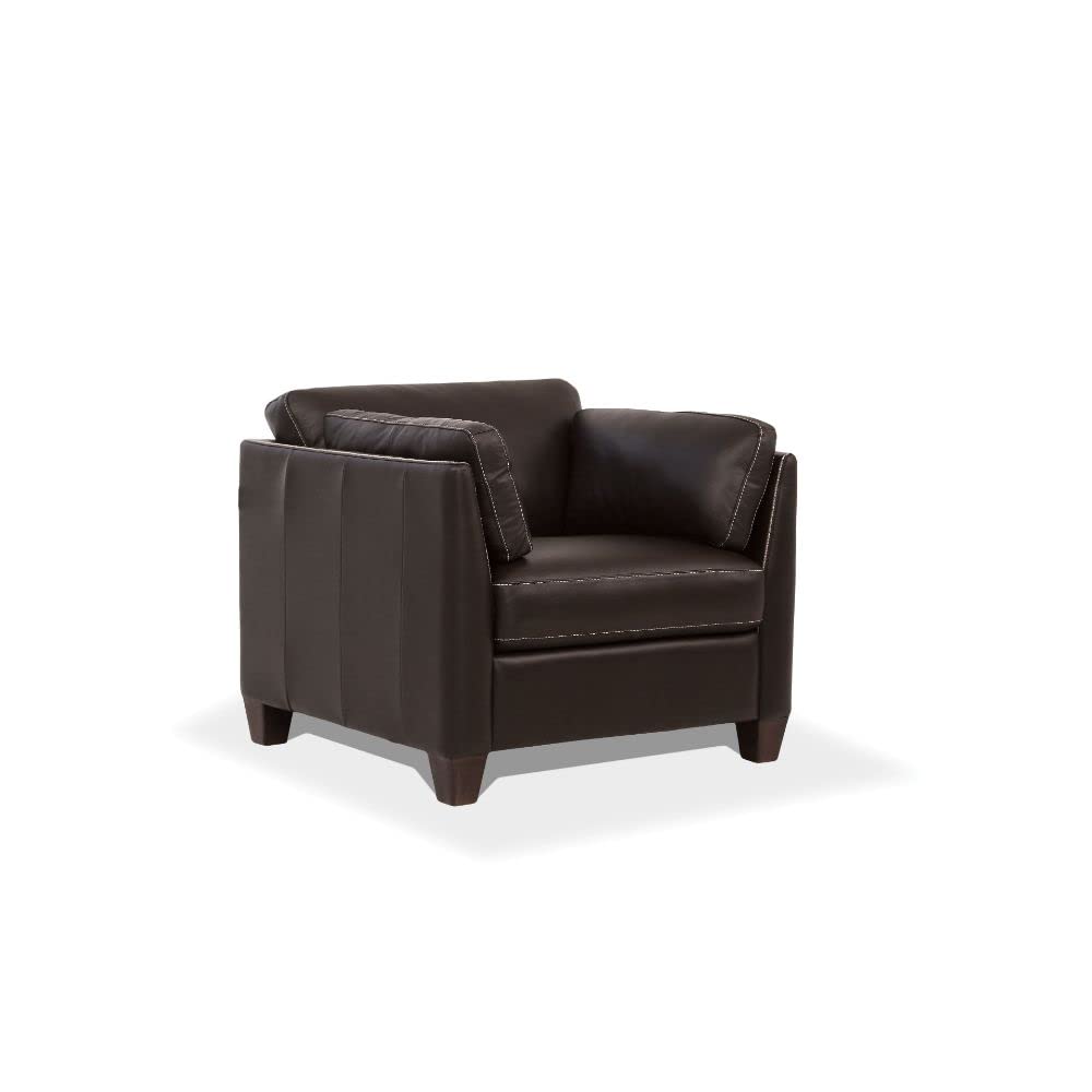 Acme Matias Leather Accent Chair in Chocolate