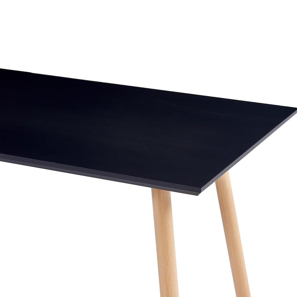 vidaXL Black and Oak Dining Table with MDF Tabletop and Robust Steel Legs, Clean and Modern Design, Seats Six