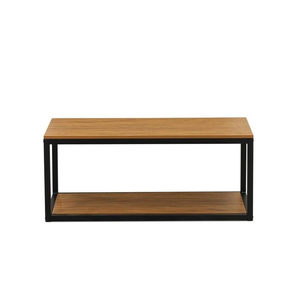 East West Furniture NWCTB01 Norwich Coffee Table - Rectangle Mid Century Modern Side Table with 2 Tier for Bedroom, 18x20 Inch Inch, Powder Coating Black Frame and Brown Wood Laminate Top