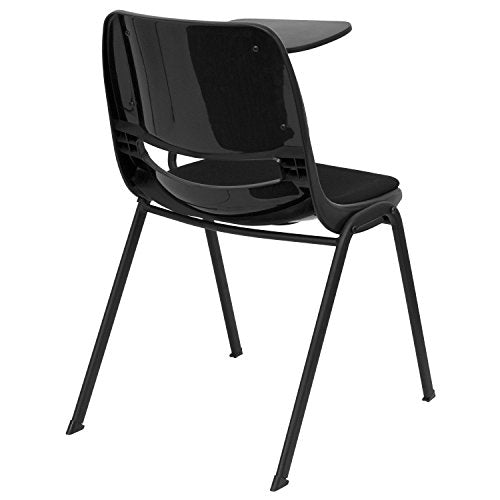Flash Furniture Black Padded Ergonomic Shell Chair with Left Handed Flip-Up Tablet Arm