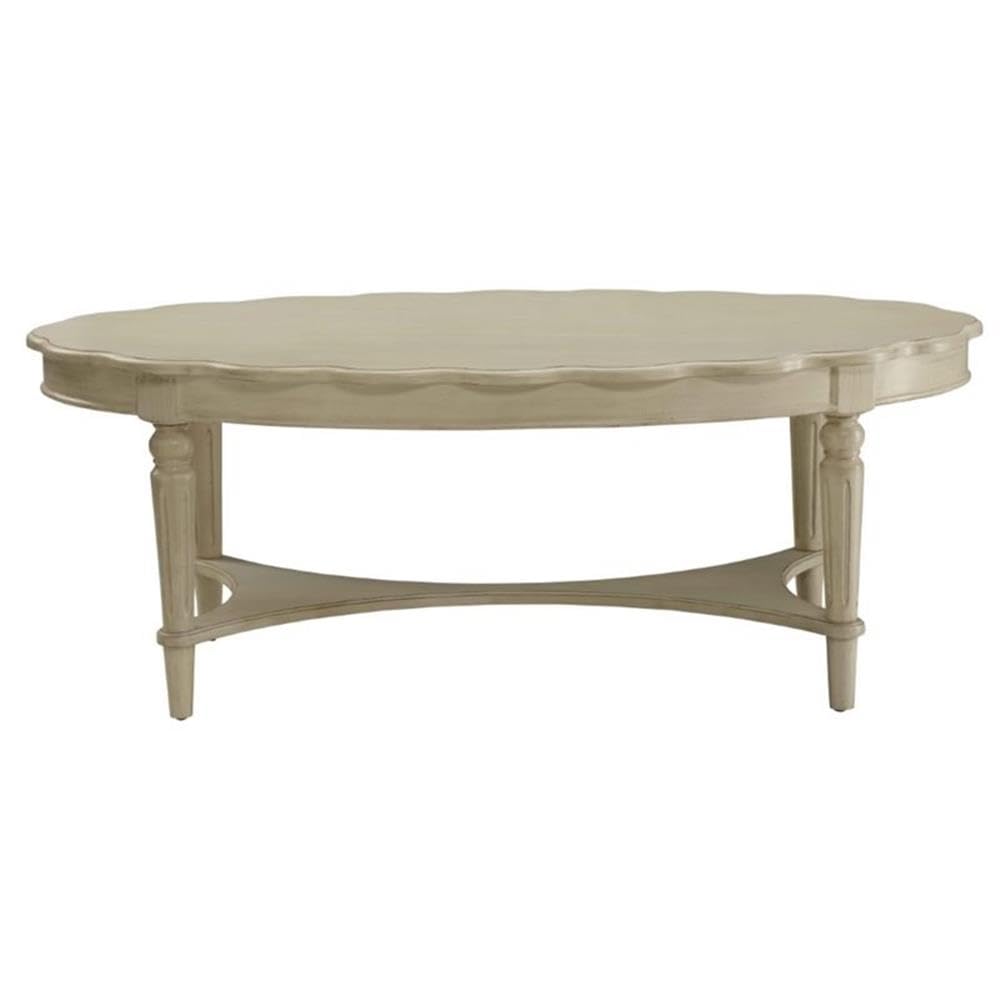 Acme Fordon Oval Coffee Table in Antique White
