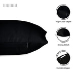Cotton Canvas Throw Pillow Covers By Encasa Pack Of 2 Black 26'X26' No Insert With Hidden Zipper | Decorative Cushion Covers F