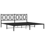 vidaXL Metal King Bed Frame with Headboard - 76"x79.9" - Black Steel Construction for Bedroom Furniture