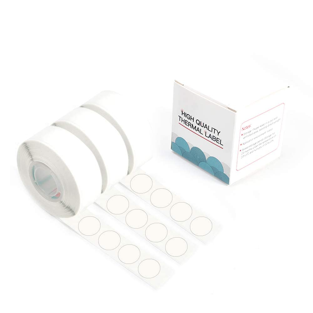 Phomemo D30 Label Tape Circle Round Shape Black Print On White Sticker, 14X28 Mm, Self-Adhesive Thermal Label Tape, 0.55 X 1.1 I