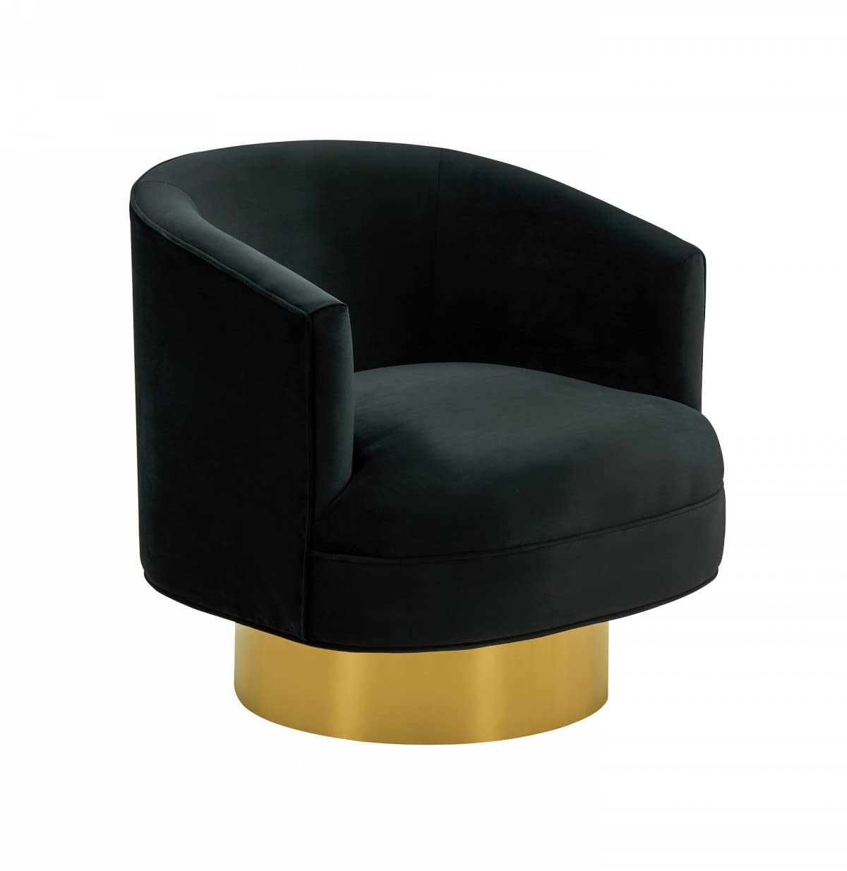 HomeRoots Modern Black and Gold Velvet Accent Chair - Thumbnail 2