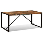 vidaXL - Solid Reclaimed Wood Dining Table, Industrial Style, Handmade with Durable Steel Legs, Multicolor Finish, Large Sized - 70.9" x 35.4" x 29.9"