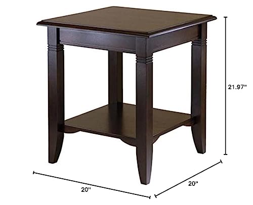 Ergode Wood Nolan End Table - Stylish, Durable, Convenient Storage, Cappuccino Finish