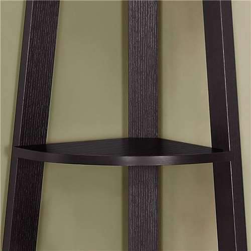 Monarch Specialties Corner Bookcase, 72' H, Cappuccino