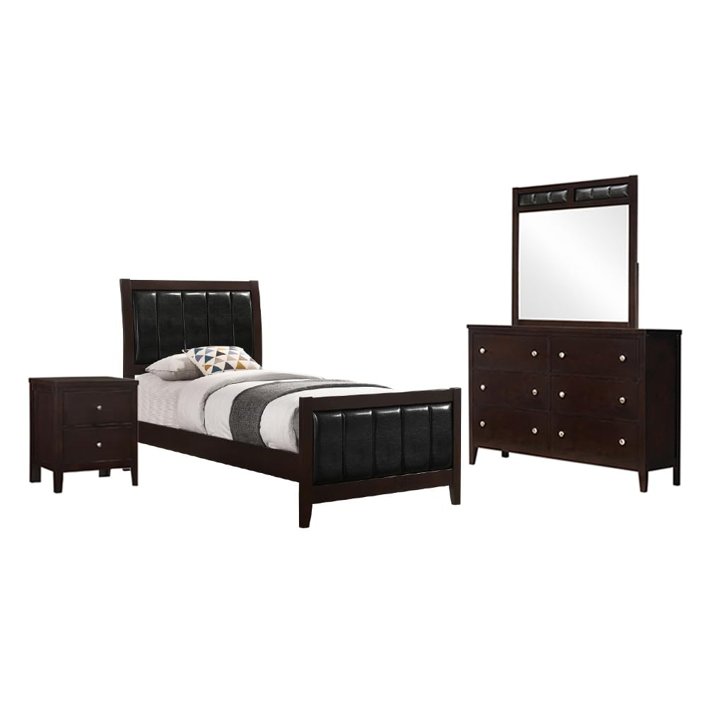 Coaster Carlton Twin Bed 4-Piece Set, Cappuccino