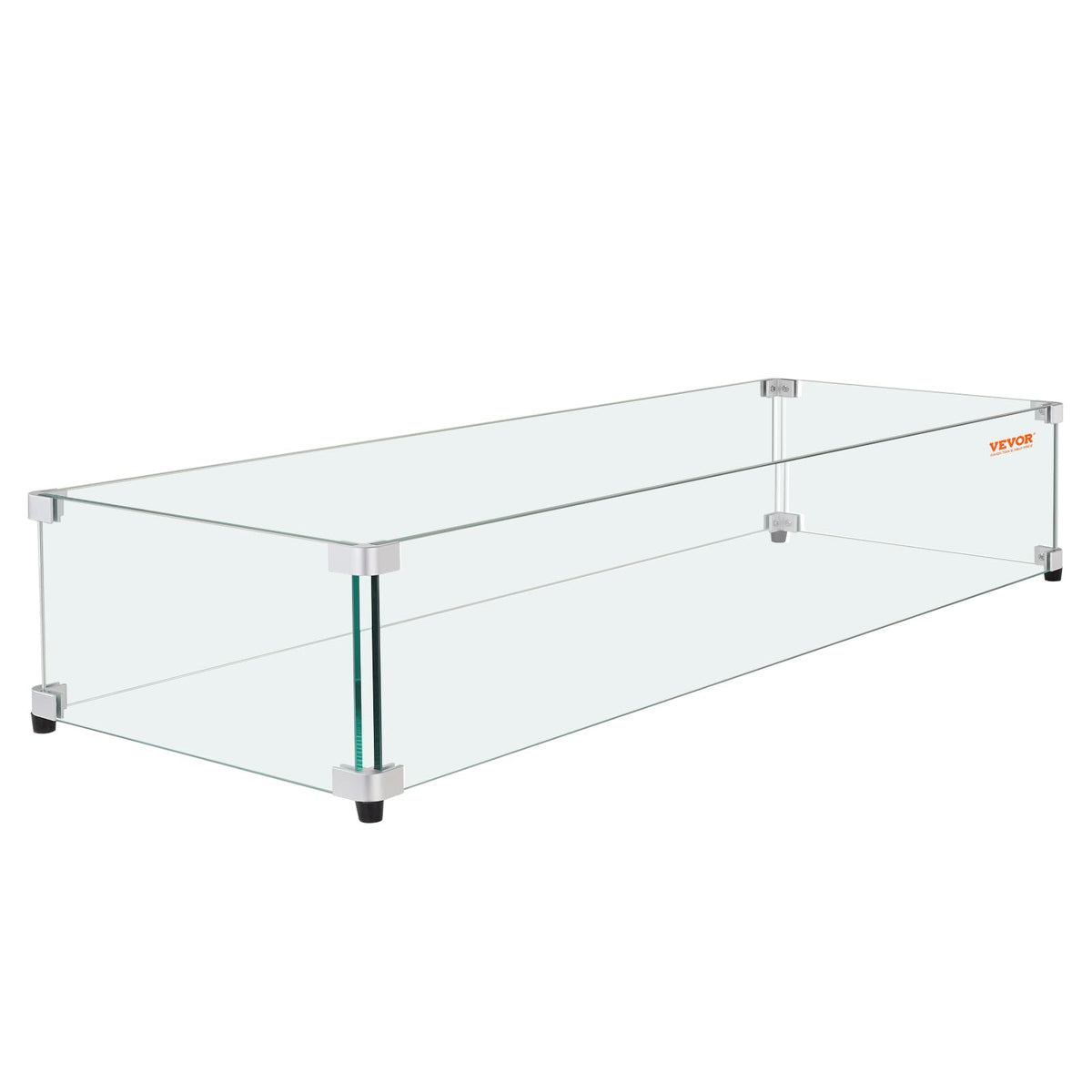 Glass Wind Guard For Rectangular Fire Pit Table 30 X 14 X 7.5 Inch, 0.31 Inch Thick And Sturdy Tempered Glass Panel With Hard Al