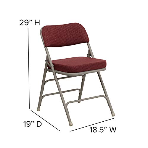 Flash Furniture HERCULES Series Premium Curved Triple Braced & Double Hinged Burgundy Fabric Metal Folding Chair