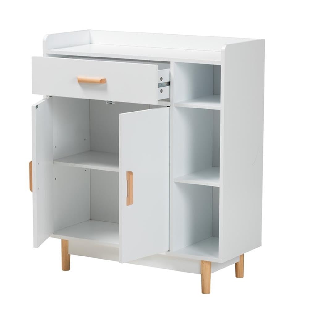 Baxton Studio Russell Two-Tone White and Oak Brown Wood 2-Door Sideboard