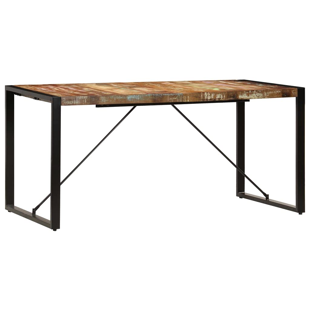 vidaXL Solid Reclaimed Wood Dining Table with Powder-Coated Steel Legs - Rustic Rectangular Dining Room Furniture - 63&quot;x31.5&quot;x29.5&quot;