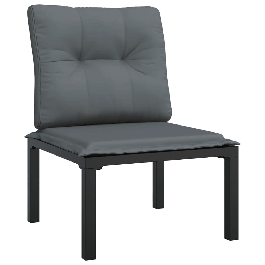 vidaXL Patio Lounge Set 6 Piece, Sectional Sofa Set with Cushions, Conversation Set with Outdoor Footstool, Modern Style, Black and Gray Poly Rattan