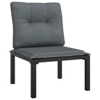 vidaXL Patio Lounge Set 6 Piece, Sectional Sofa Set with Cushions, Conversation Set with Outdoor Footstool, Modern Style, Black and Gray Poly Rattan