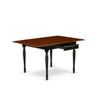 East West Furniture Black Cherry Dining Table Set 3-Piece Wooden Seat Chairs Black/Wood