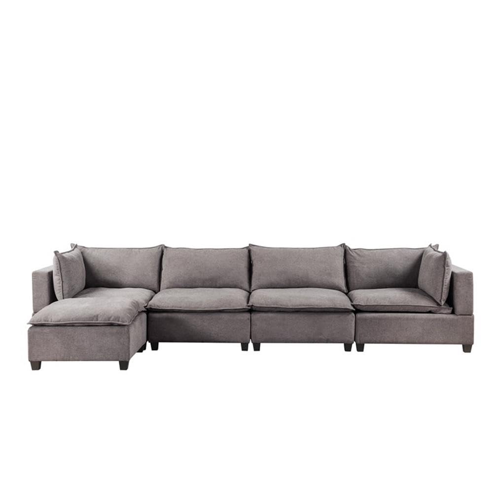 Lilola Home Madison Light Gray Fabric 5 Piece Modular Sectional Sofa Chaise