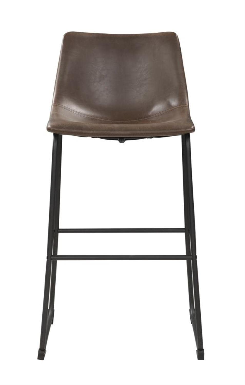 Coaster Home Furnishings 29-Inch Industrial Mid-Back Pub Height Chair Bar Stool Barstool PU Leather Seat with Metal Frame, Set of 2, Brown