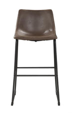 Coaster Home Furnishings 29-Inch Industrial Mid-Back Pub Height Chair Bar Stool Barstool PU Leather Seat with Metal Frame, Set of 2, Brown