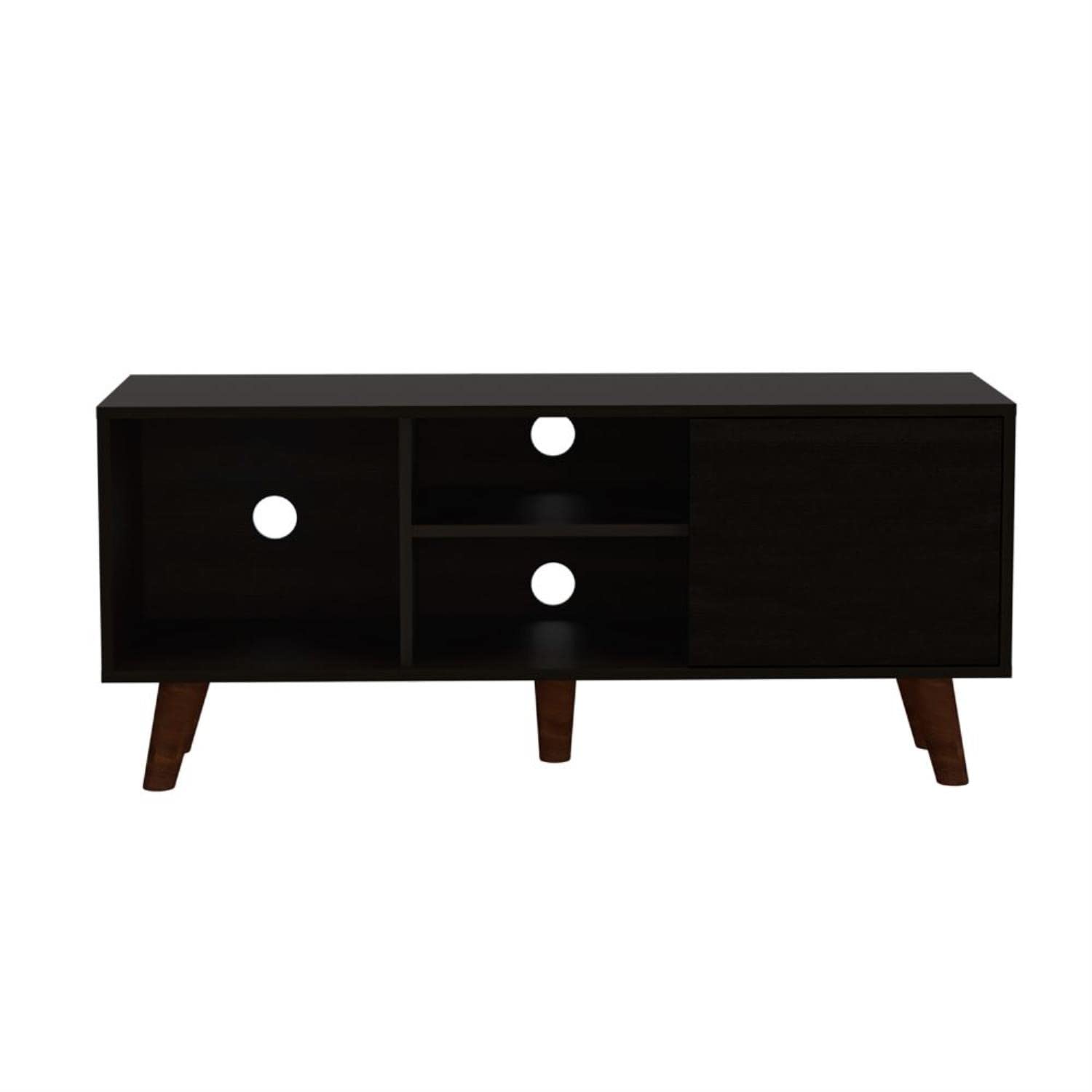Ontario Tv Stand for TV´s up 52&quot;, Three Shelves, Single Door Cabinet, Black