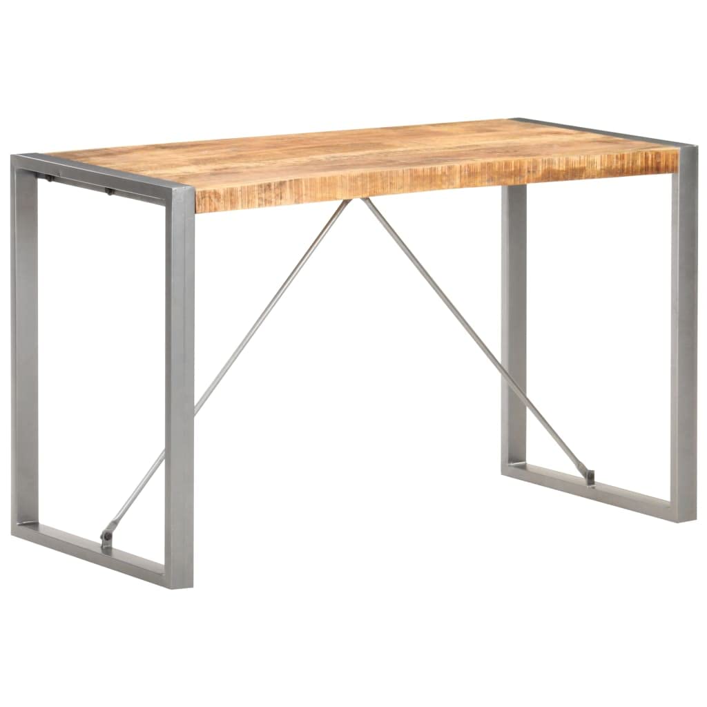 vidaXL Dining Table with Solid Rough Mango Wood Top and Powder-Coated Steel Legs, Industrial Design for Kitchen and Dining Area