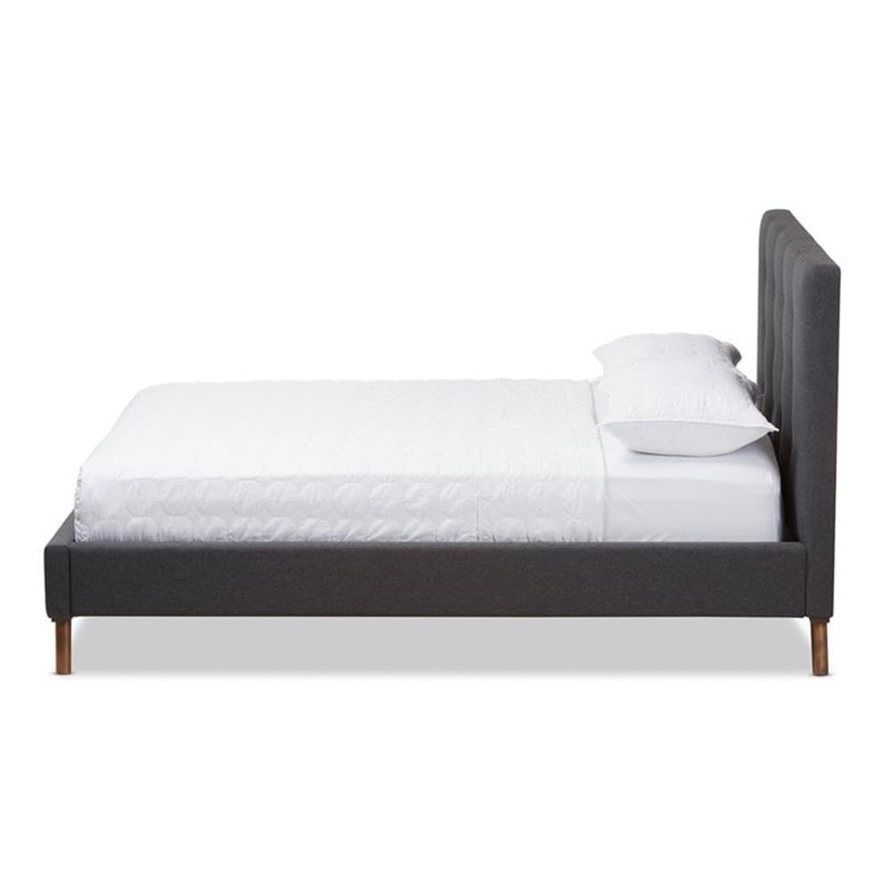 Baxton Studio Valencia Upholstered Queen Platform Bed in Dark Gray