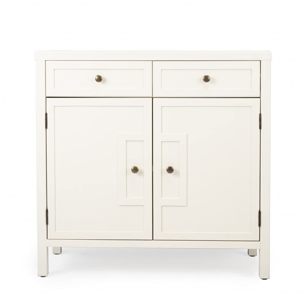 HomeRoots Bayur Wood Solids, MDF, Steel Imperial White Console Cabinet