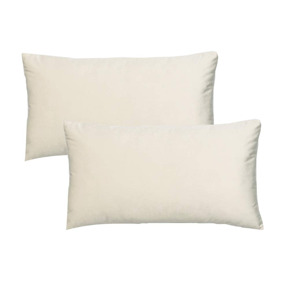 Beige Lumbar Velvet Soft Solid Throw Pillow Cases Decorative Rectangle Cozy Cushion Covers Home Decor For Living Room Couch Sofa