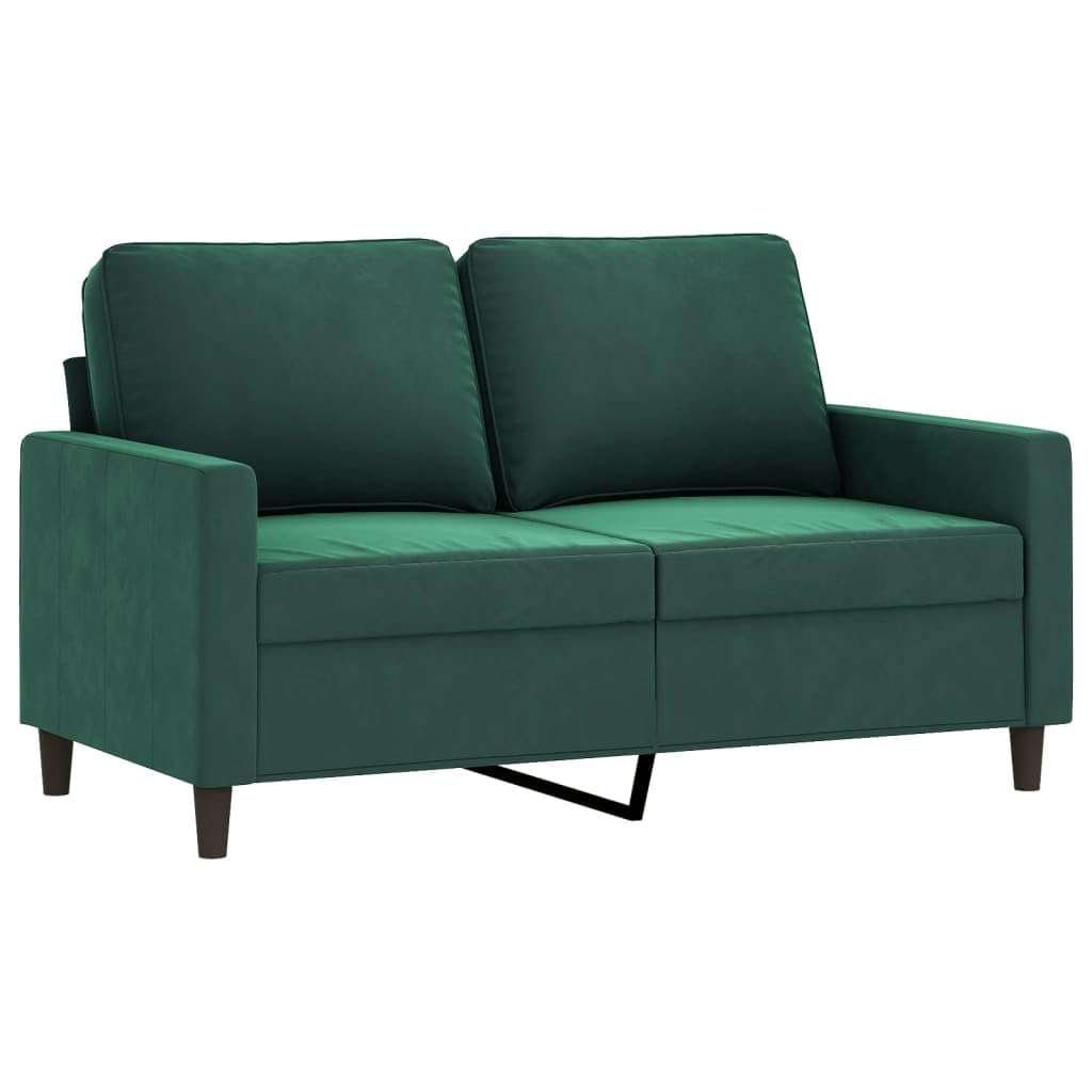 vidaXL 2-Seater Loveseat - Dark Green Velvet Settee with Sturdy Metal Frame - Cozy Foam Padded Couch for Living Room/Office