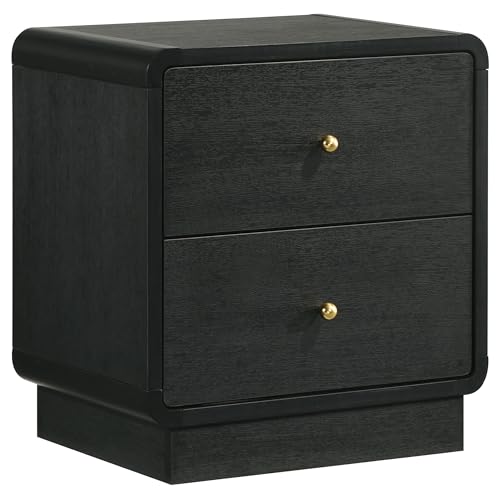 Coaster Home Furnishings Cavelle Transitional Wood 2-Drawer Bedroom Nightstand Bedside Table Organizer Unit Black 223662