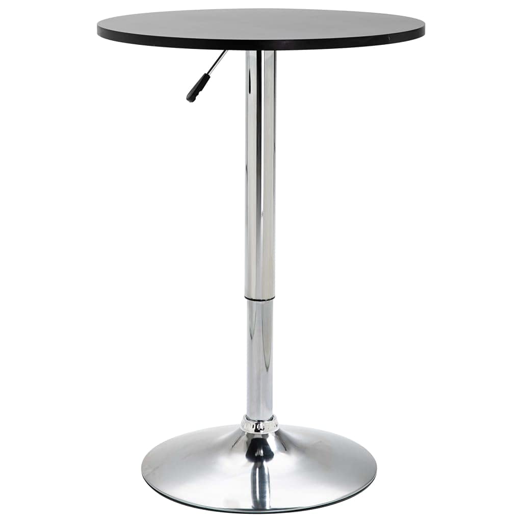 vidaXL Adjustable Bar Table with Round MDF Top and Chromed Steel Frame, Modern, Dining Room/Kitchen/Bar/Patio Furniture, Sleek Black Design, Easy-to-Clean