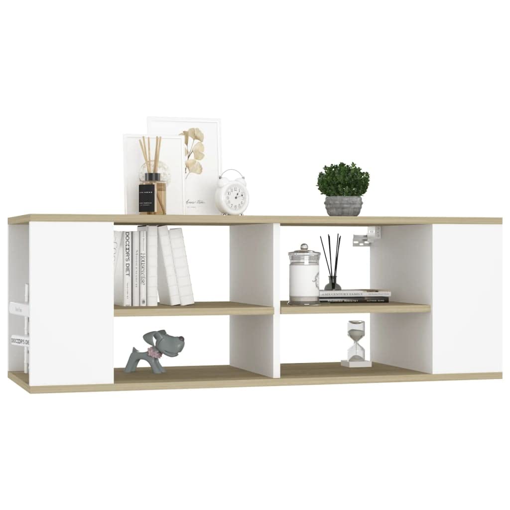 806243 vidaXL Wall-Mounted TV Cabinet White&Sonoma Oak 40.2&quot;x14&quot;x14&quot; Chipboard
